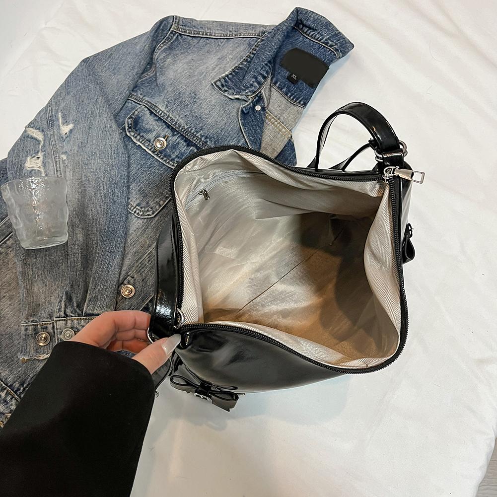 Women Y2k All-Match Shoulder Bag Large Capacity Versatile Handbag Solid Color Cute Tote Handbag Work Commute School Bag