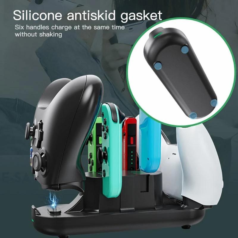 Charging Dock Charger Station Holder Base for Switch OLED Controller Individual LED Indicator 6 In 1