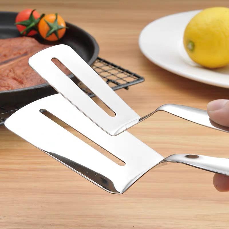 1/3 Stück Edelstahl Spatel mit Klemme Picknick BBQ Clip Zange Multifunktionales Kochwerkzeug zum Braten von Fisch Steak Küchenutensil