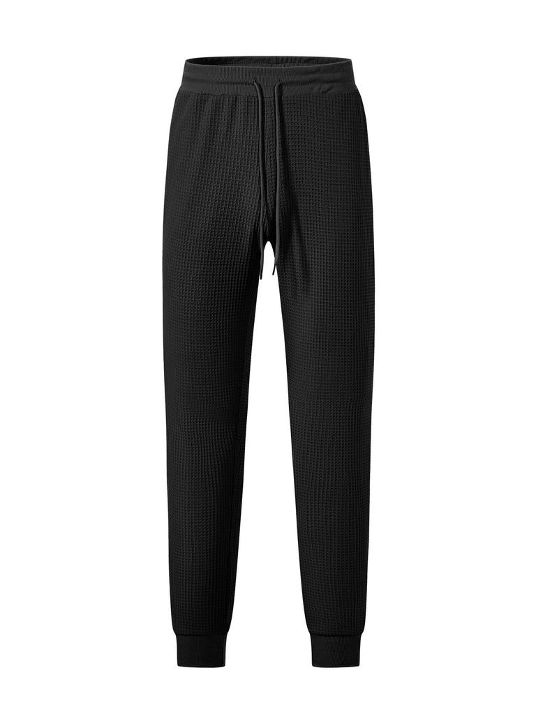 European and American Men's Clothing Summer Sports and Leisure Loose Breathable Solid Color Waffle Men's Tether Trousers Casual Pants