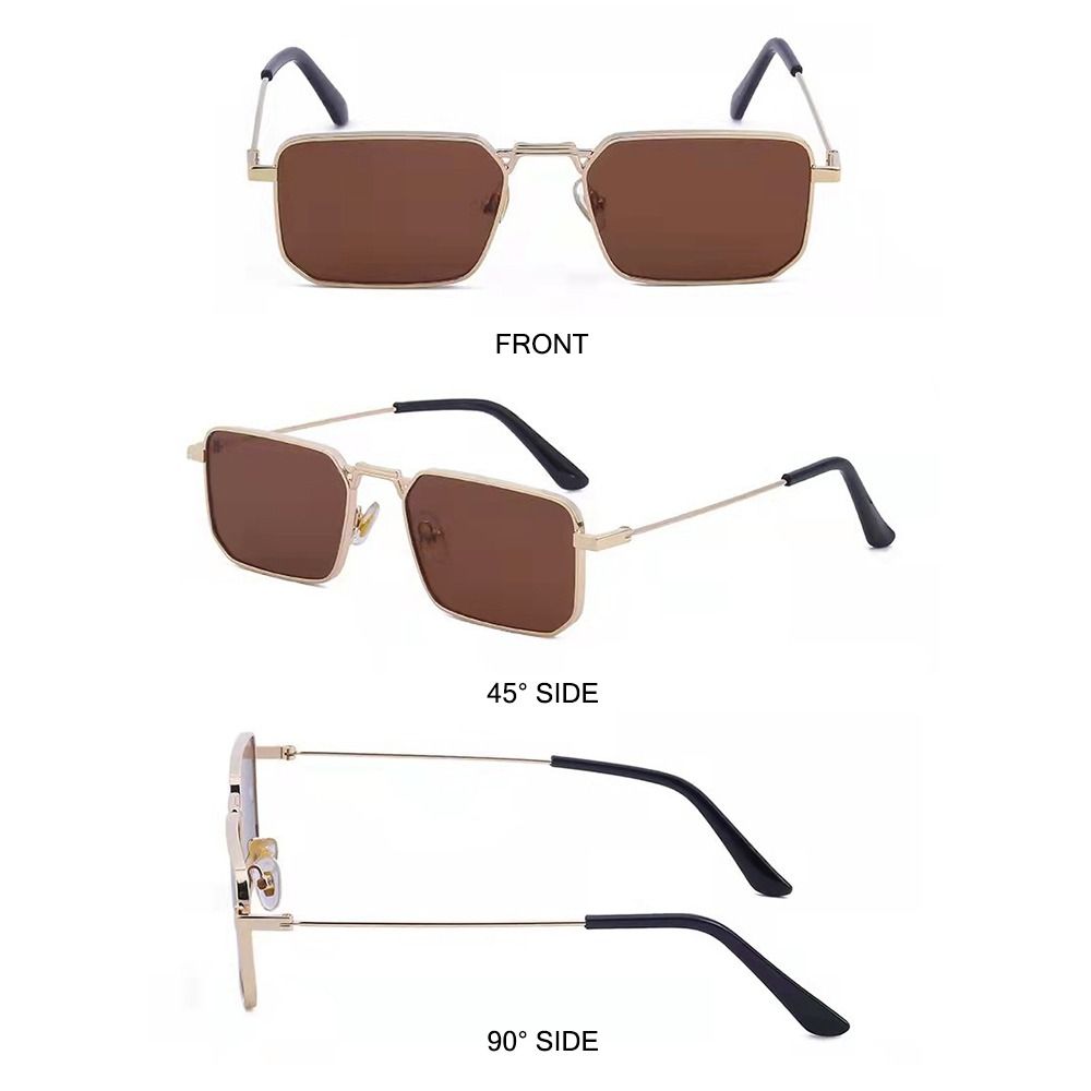 Candy Color Punk Sun Glasses Metal Frame Eyewear Vintage Rectangle Sunglasses  for Women & Men