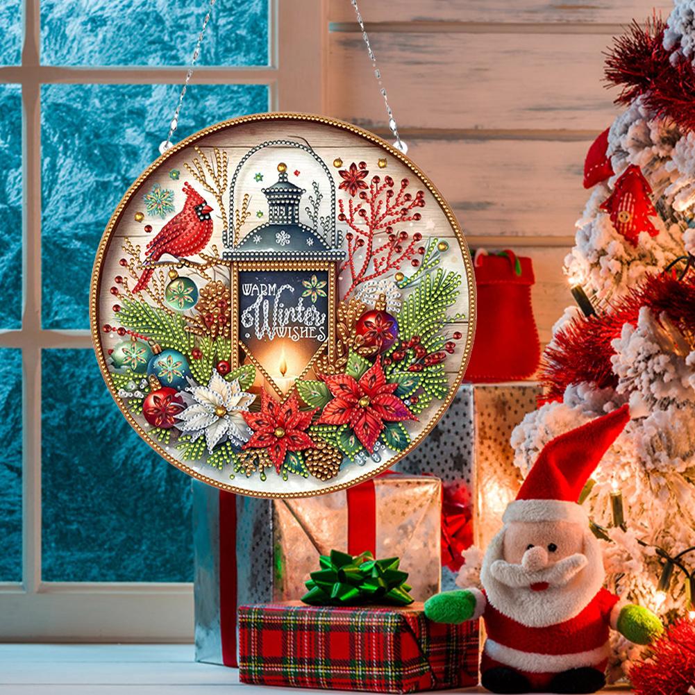 Christmas Diamond Art Hanging Pendant Acrylic Diamond Painting Home Decor Diamond Painting Hanging Ornaments for Home Wall Decor