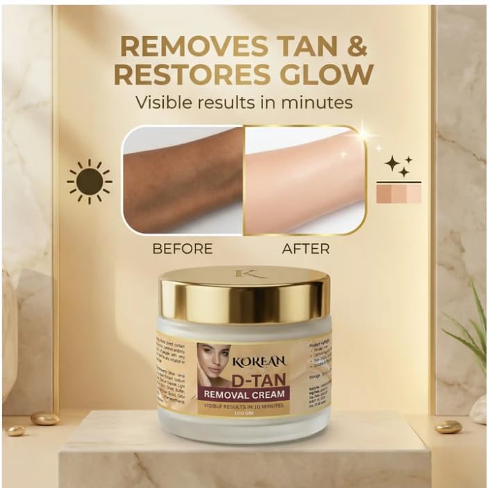 D-Tan Removal Cream – Skin Brightening & Tan Removal Face Cream for Sun Damage, Dark Spots & Uneven Skin Tone, Hydrating Korean Skincare Formula (1)