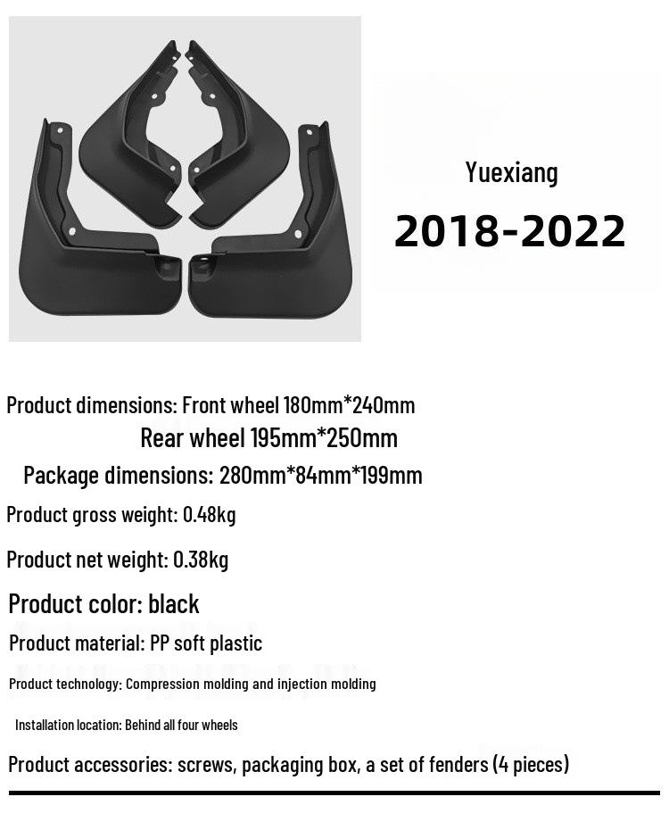 Changan Alsvin 2018-2022 Mudguard: Leather Tire Protector for Yuexiang Cross-border Models