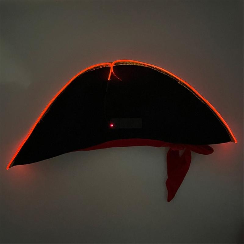 Adult Pirate Hat LED Skull Pirate Hat Pirate Costume Accessories for Adult Teens Masquerade Halloween Role Play Parties