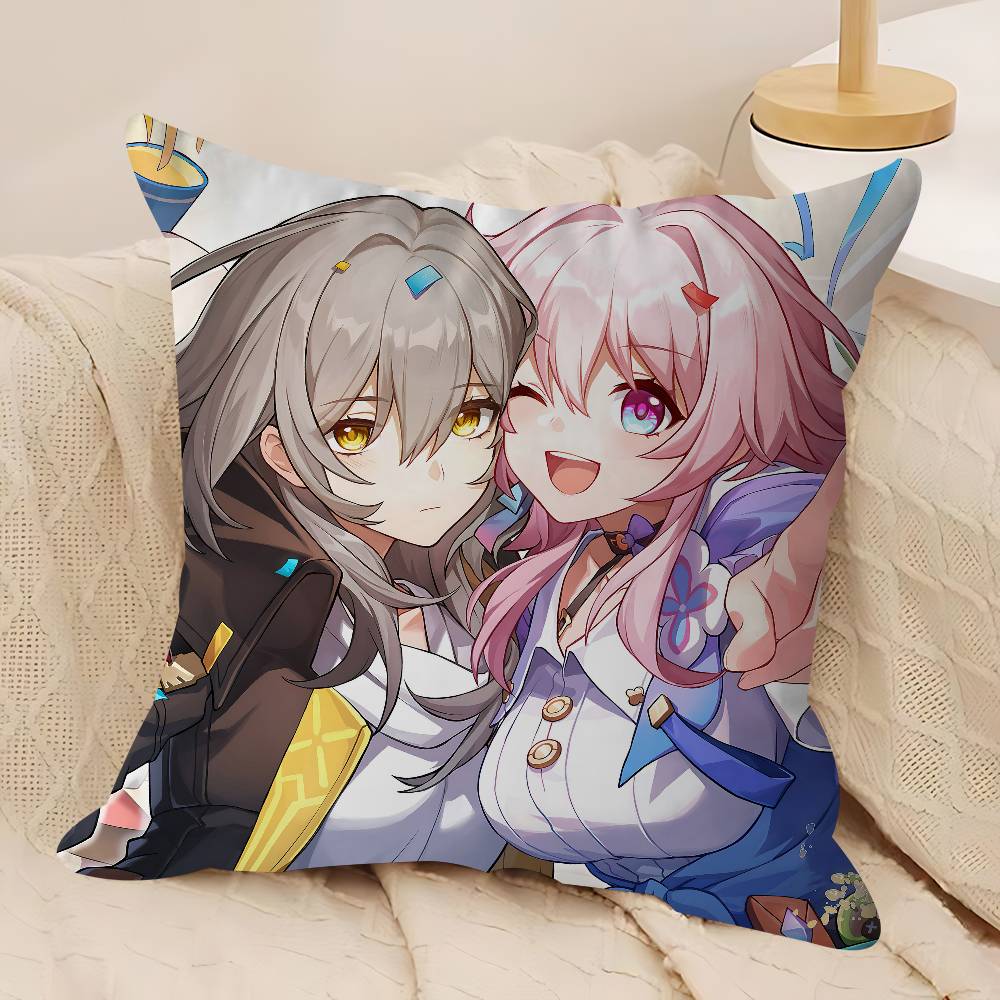 H-HONKAI IMPACTs Office Cushion Pillowcase Car Cushion Cover45X45CM Lumbar Pillowcase Sofa Pillowcover