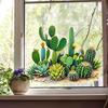 Cactus Succulent Window Sticker Self Adhesive Green Plant Glass Decal Decor