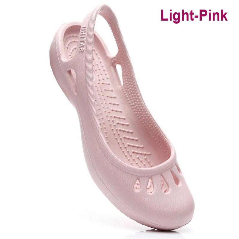 Sommer leichte Anti-Rutsch-Loch-Schuhe Clog für Damen Flache Unterseite Sandalen Krankenschwester Outdoor Strand Jelly