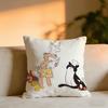 Illustrations Of Everyday Life Cushion Cover Cozy Velvet Throw PillowSoft Warm Cushion For Sofa  Bed