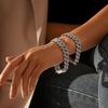 Exaggerated Personality Punk Cuban Chain Alloy Rhinestone Necklace Bracelet Direct Sales
