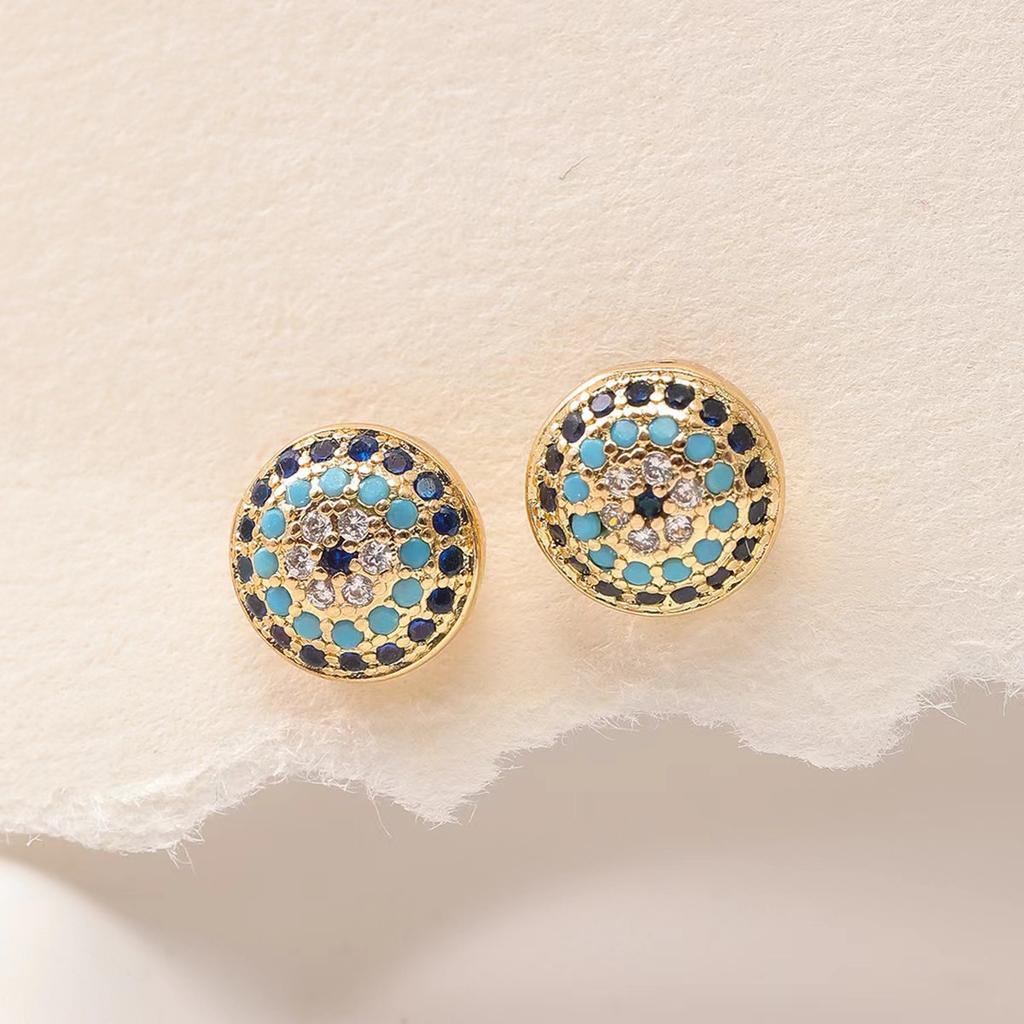 1 Paar Ohrstecker im Vintage-Stil, Kupfer, mikro-eingelegte Zirkonia, Böses Auge, elegant & Design, geeignet für Damenparty/Festival-Kleidung