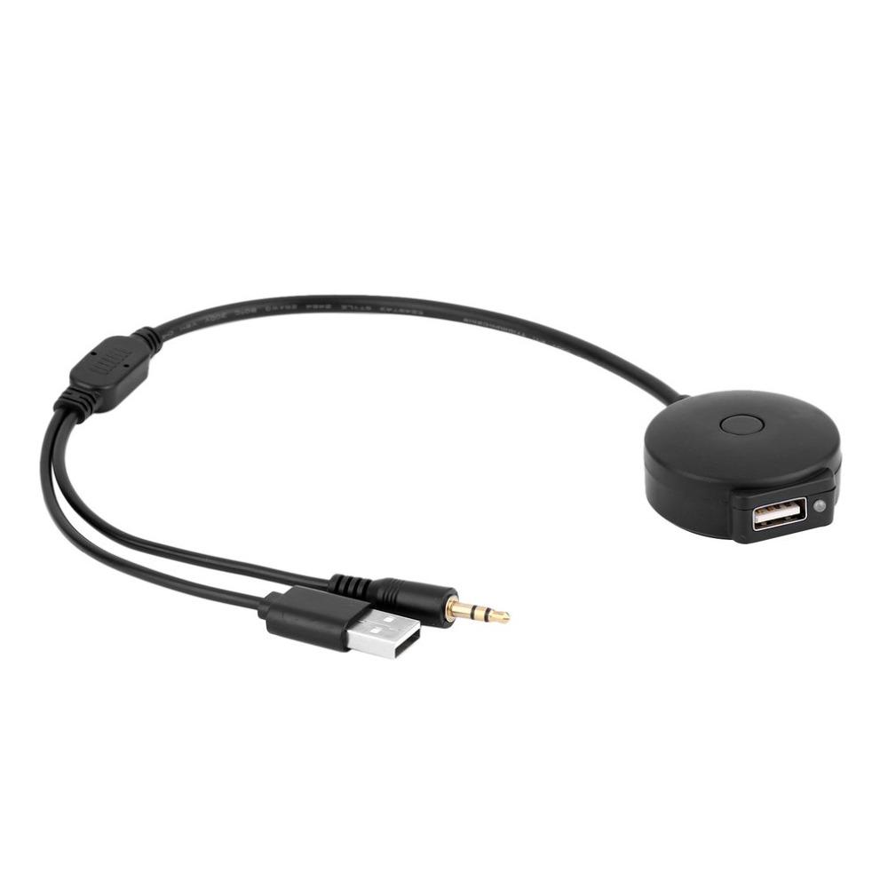 Automobile Bluetooth 4.0 Audio 3.5mm AUX USB Music Adapter Cable For Car Has AUX
