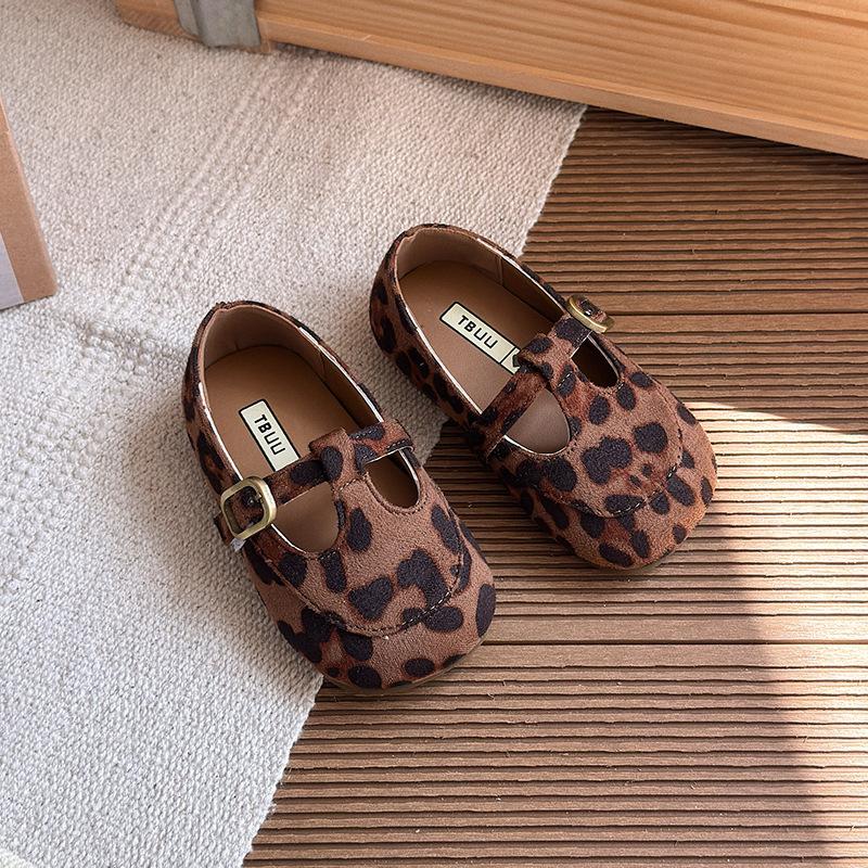 Girls' Retro Leather Shoes, New Spring and Autumn Styles, Fashionable Soft-soled Loafers for Babies, Suede Birkenstock Versatile Single Shoes