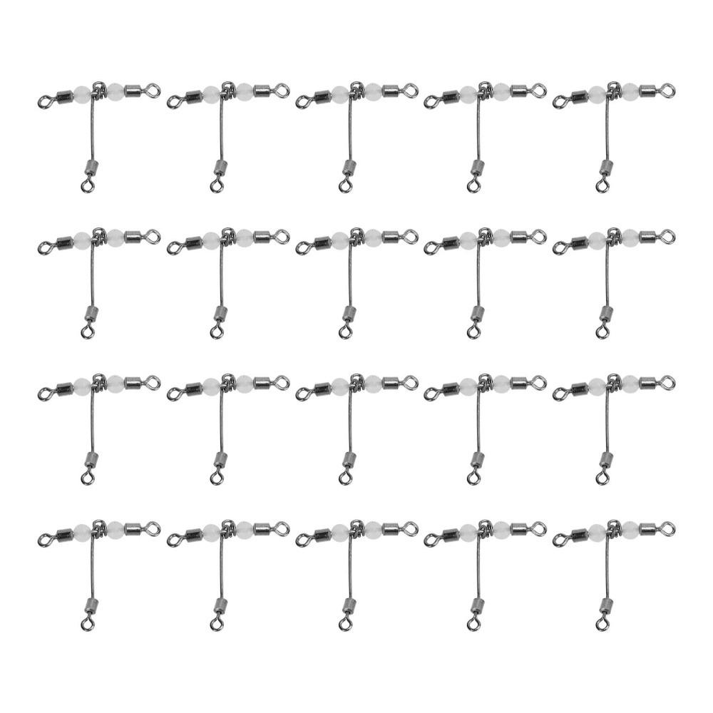 20PCS with Luminous Beads 3 Way Fishing Swivel T Shape Fishing Swivel  Saltwater Fishing