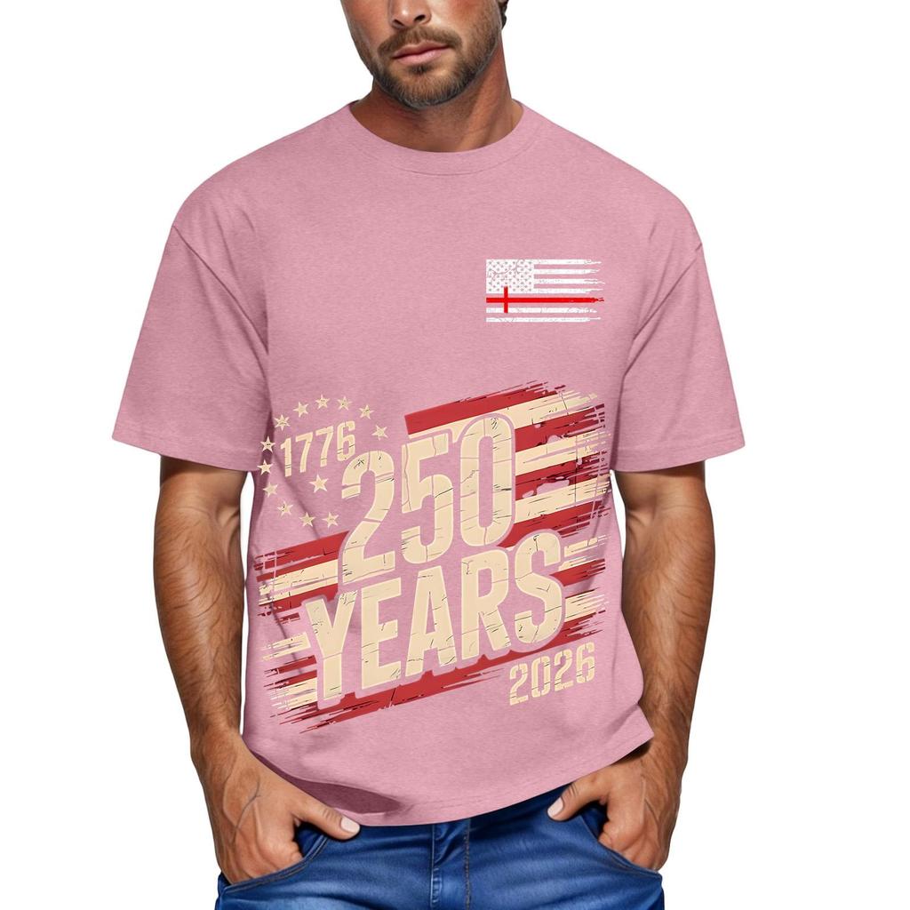 Men's Loose and Casual Flag Letter Print T-shirt Short-sleeved Top