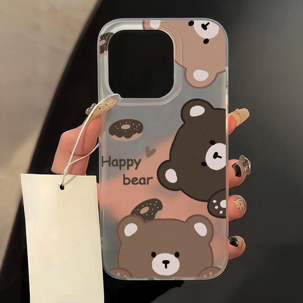 

Мягкий матовый чехол для телефона TPU Cute Bear для iPhone 15 Pro Max Funda iPhone 16 11 13 15 14 Plus 12 Mini 16promax 15promax Clear Cover For 12 Mini 13 Mini