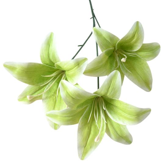 Artifical Lily Flowers with 3 Heads Full Bloom Real Touch Long Stem Fake Lily Bouquet for Home Hotel Flower Arrangement Wedding Party Decor
