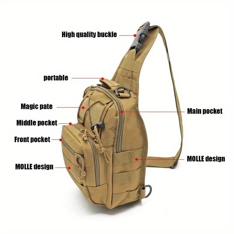 Taktischer Sling Rucksack, Outdoor Herren Brusttasche, Mehrere Fächer, Schultertasche für Outdoor, Bergsteigen, Camping, Angeln & Trekking