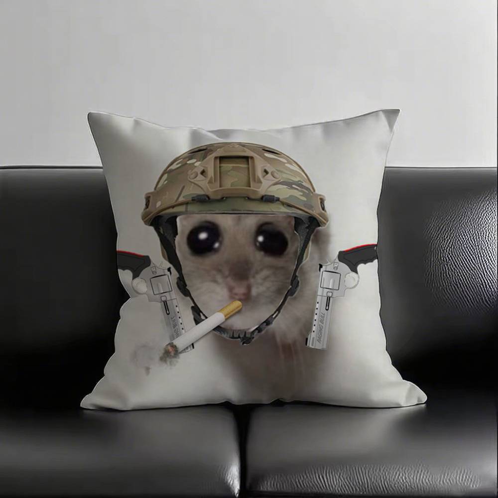 1 pezzo Federa Cuscino Meme Criceto Triste Divertente Quadrata Camera da Letto Divano Comfort Tempo Libero Cuscino Auto Soggiorno Decorazione Casa