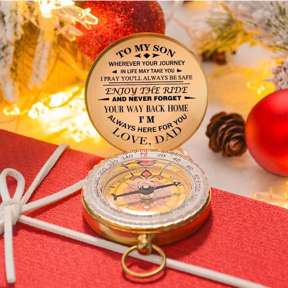 Luminous Compass Dad To Son Enjoy The Ride Gift for Camping Outdoor Activities Navigation Tool