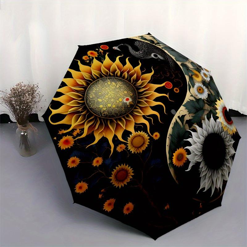 Yin Yang Harmony: Sunflower & Moon Art Print Umbrella, Christmas Gift Y383
