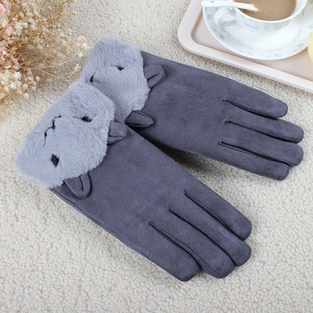 Winter Point Finger Outdoor Plus Fleece  Gloves Women Gloves Suede Korean Style Mittens