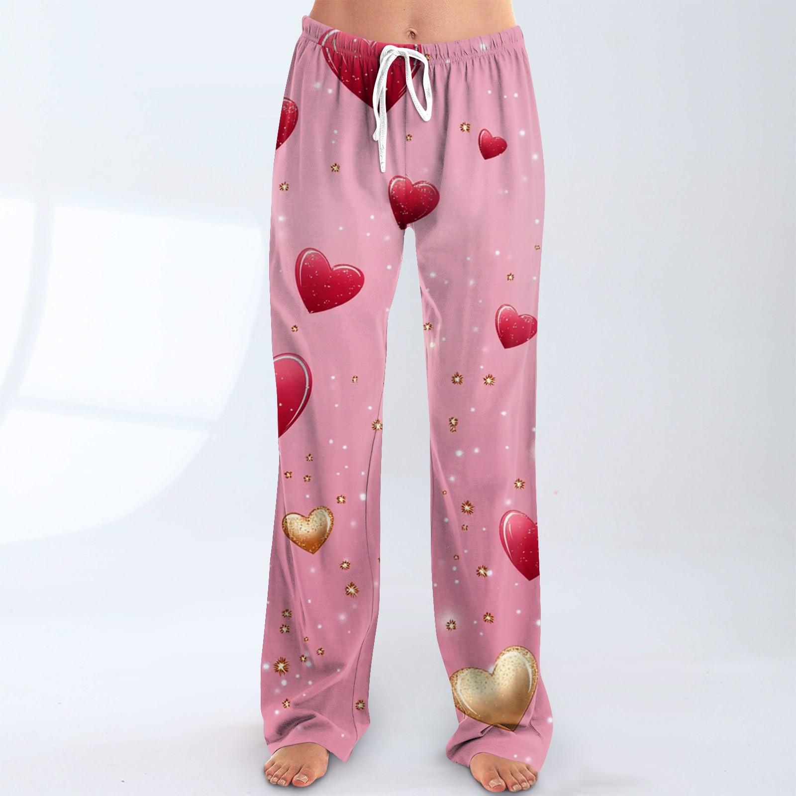 

Женские пижамные штаны, одежда для сна, повседневные брюки с эластичной резинкой на талии, удобные прямые свободные брюки для йоги M розовый