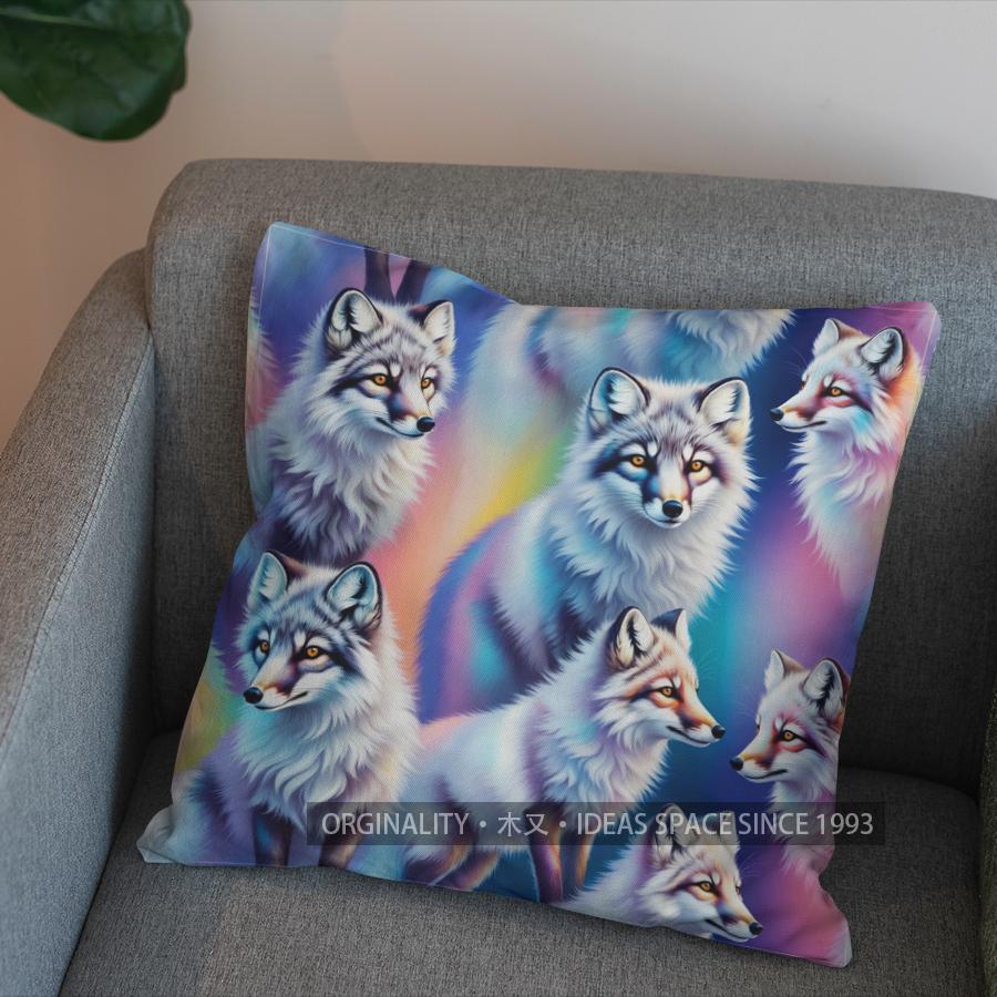 2D Buntes Geometrisches Fuchs Muster Kissenbezug Muster Kissenhülle Geeignet für Sofa Schlafzimmer Auto Kissenbezug