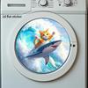 Removable White Shark Cat Decorative Stickers for Laundry Room and Balcony - PVC Material