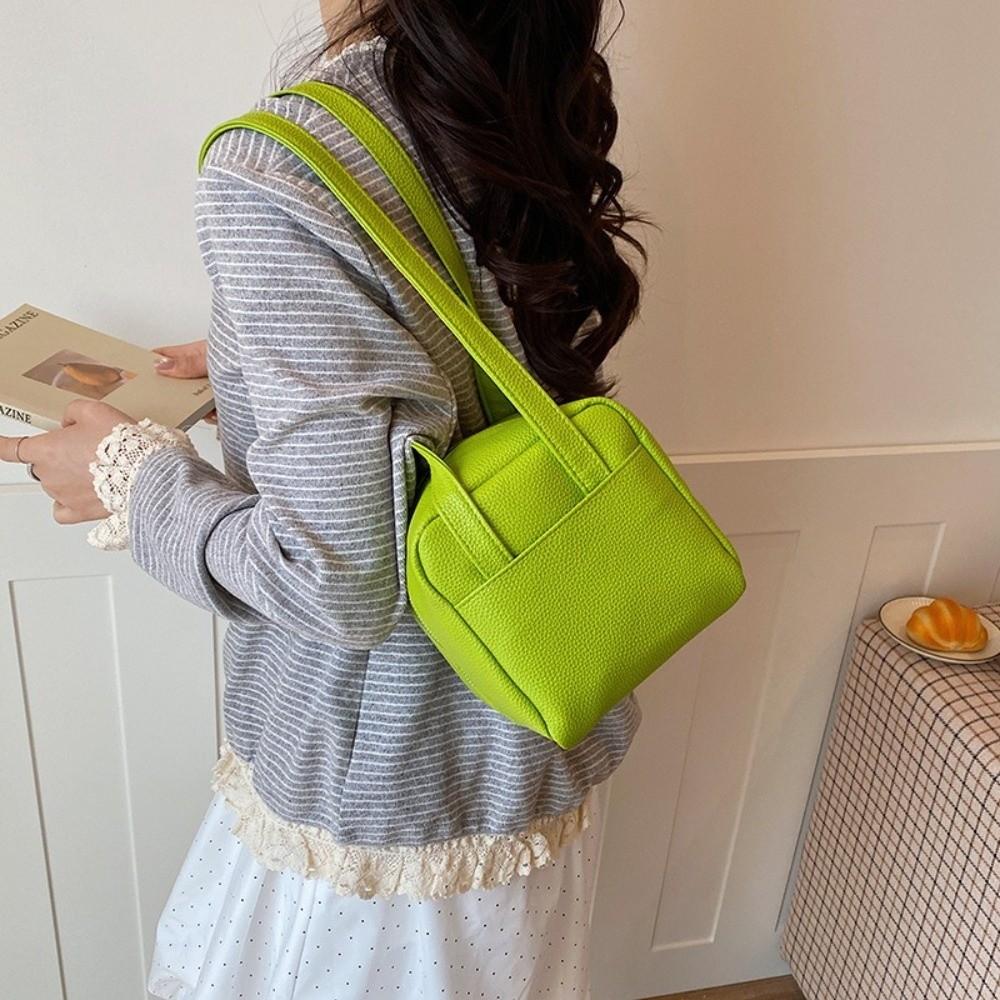 Candy Color Mini PU Single Shoulder Bag Squared Underarm Bag Casual Toast Crossbody Bag Office