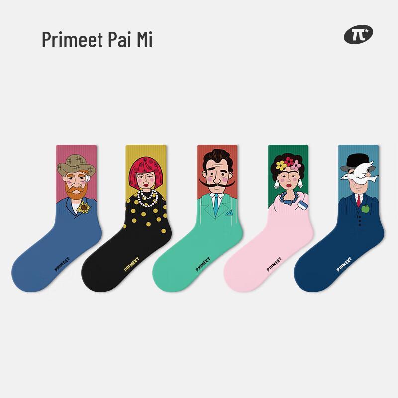 PRIMEET Illustrated Cotton Mid-Calf Socks One Size
