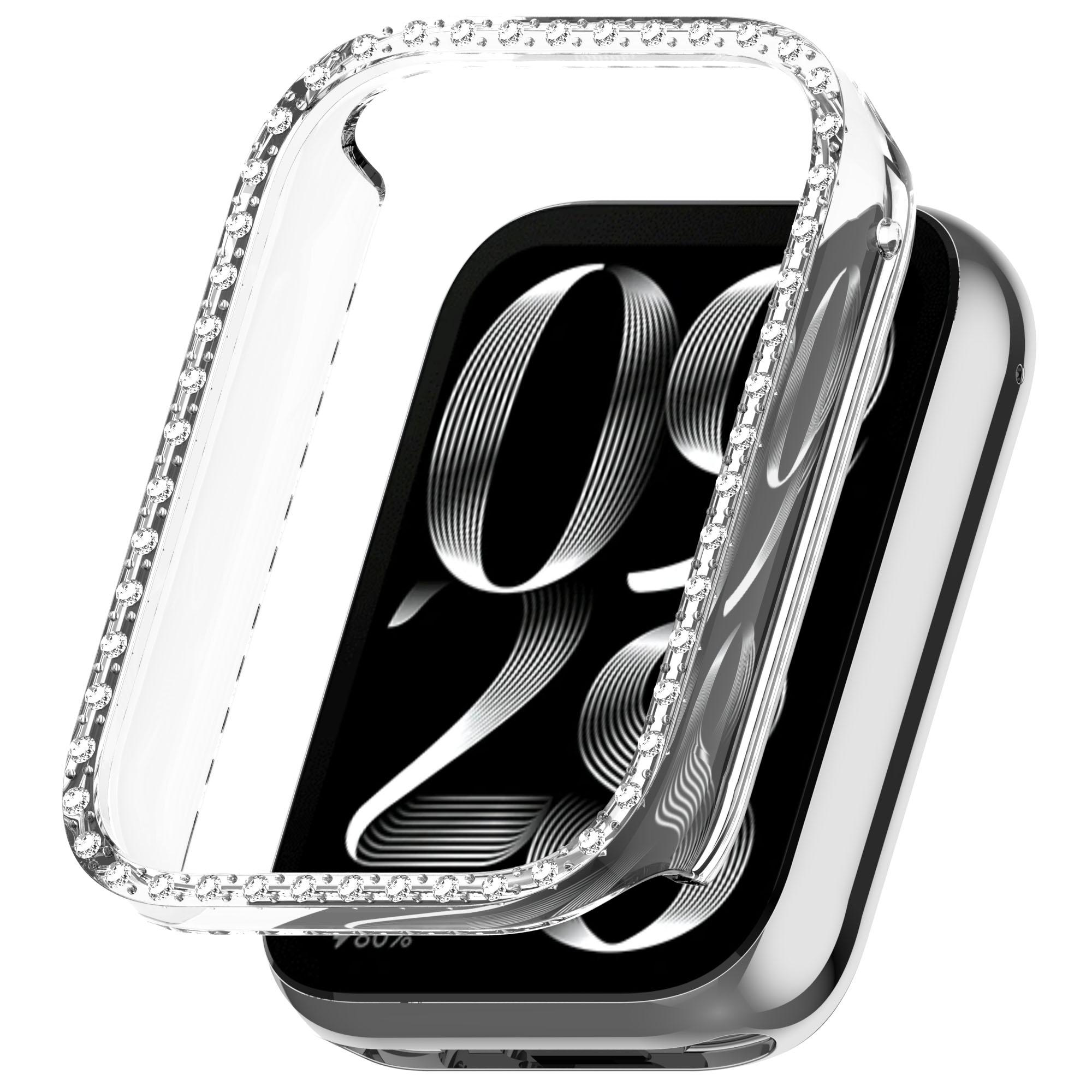 For Xiaomi Smart Band 8 Pro Watch Case Diamond Decor Half Coverage Hollow PC Watch Protective Cover A