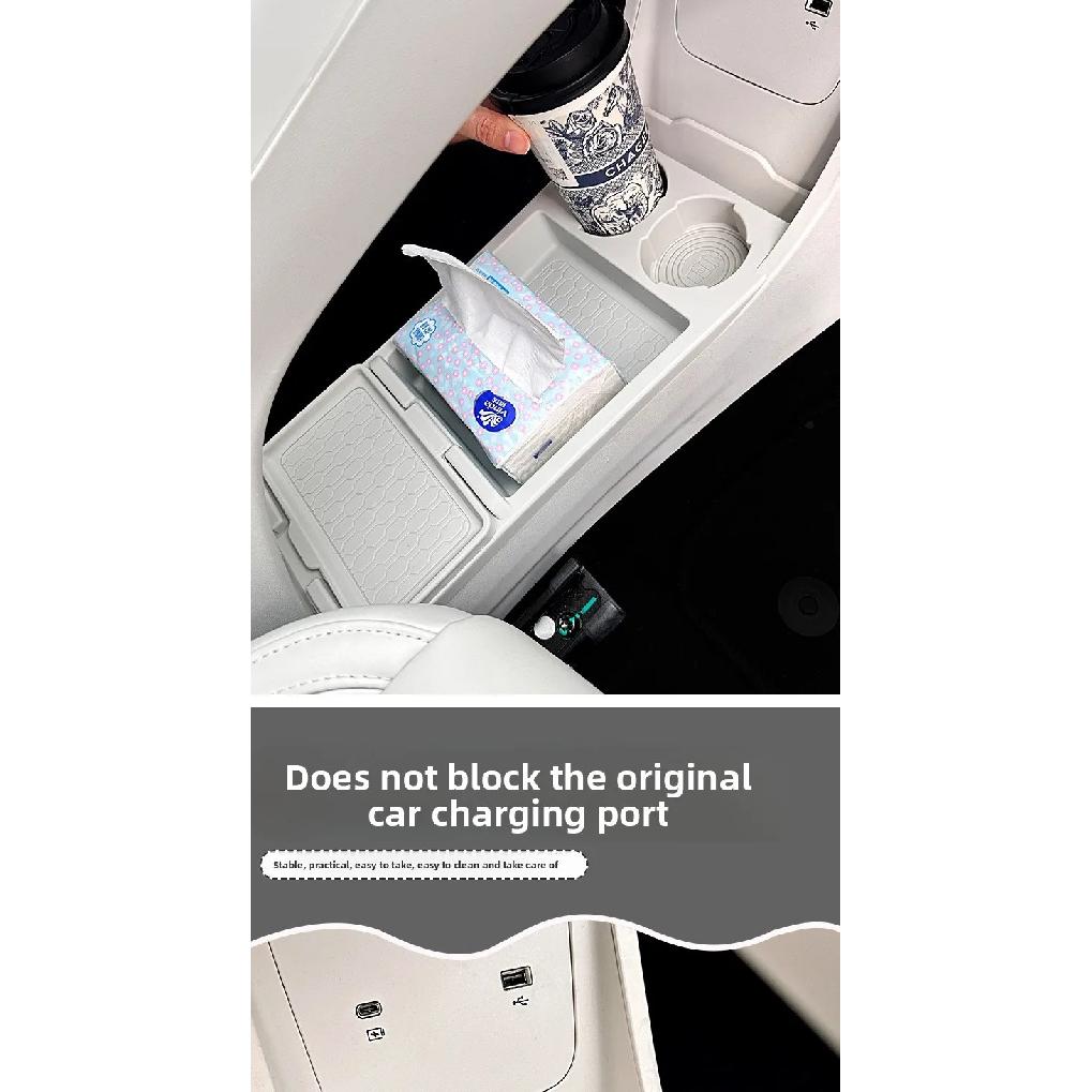 For Geely EX2 2025 2026 Center Console Lower Storage Box Silicone Non Slip Mat Car Interior Organizer Tray