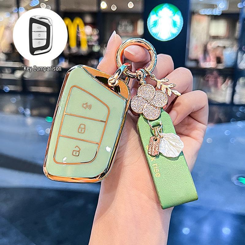 Compatible Car Key Cover for JAC Jiayue A5, X4, X7, iC5, iEVS4/7S, T8 Refine, S4, S7, M6 with Buckle