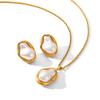 French Vintage Jewelry Irregular Baroque Pendant Stainless Steel Necklace Women's High-end Titanium Steel Earrings
