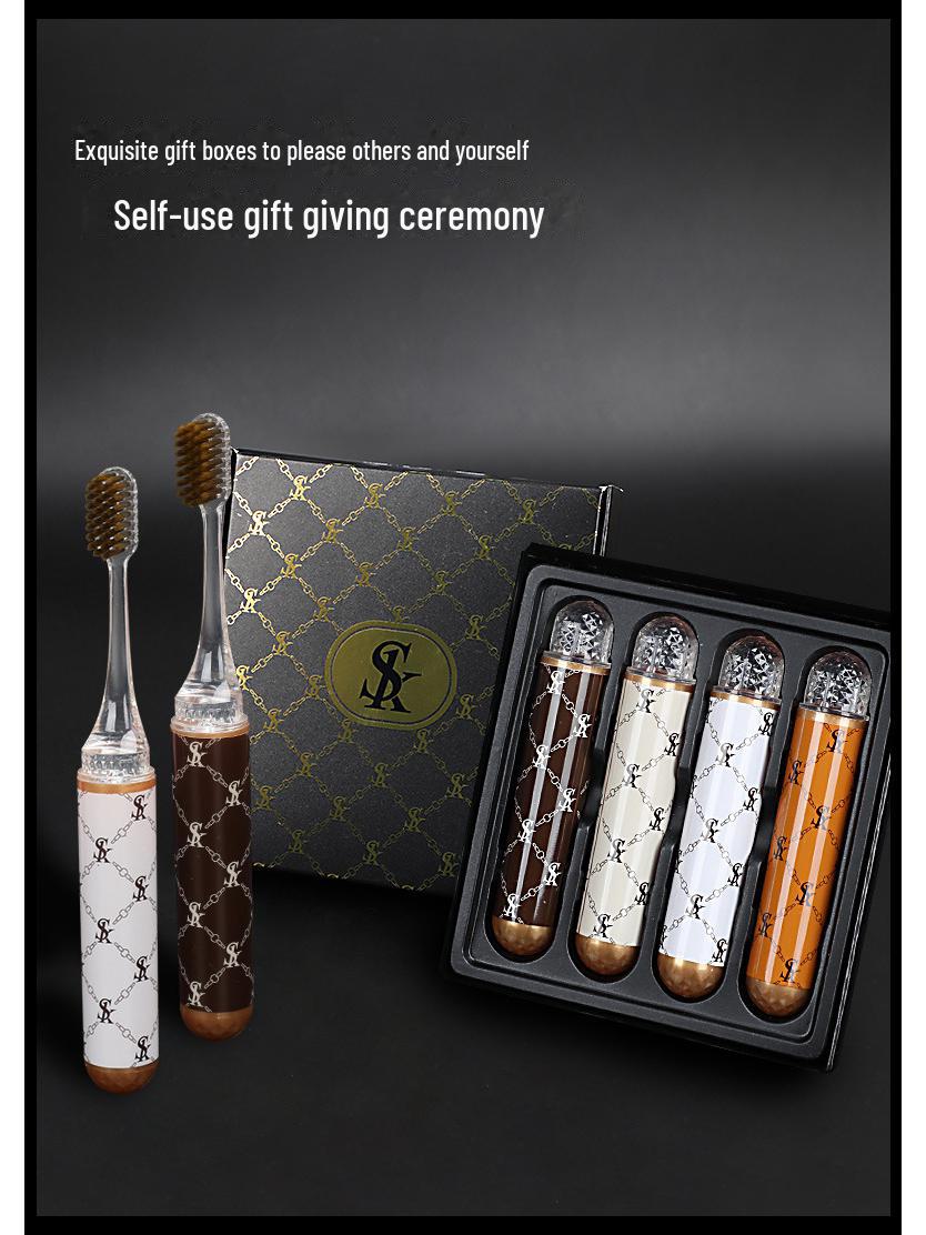 

Высококачественная портативная дорожная зубная щетка с мягкой щетиной - в стиле помады Gift box of 4