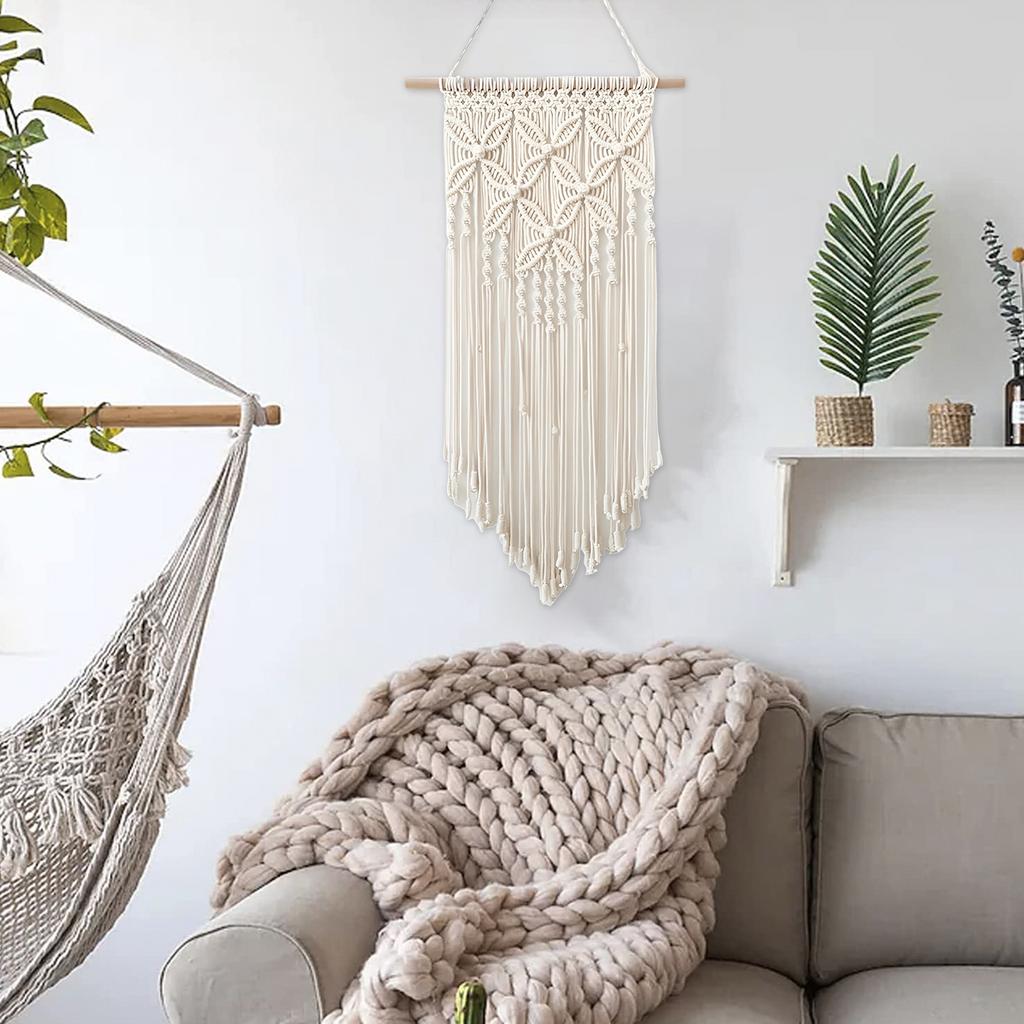 Macrame Wall Hanging Tapestry Handmade Ethnic Woven Art Wall Decor Tassel Crochet Decoration for Home Living Room Bedroom
