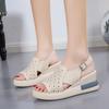 Thick-soled Wedge Sandals Women's New Summer High-heeled Fish Mouth Women's Shoes Hollow-out Heightening Muffin Large-size Sandals