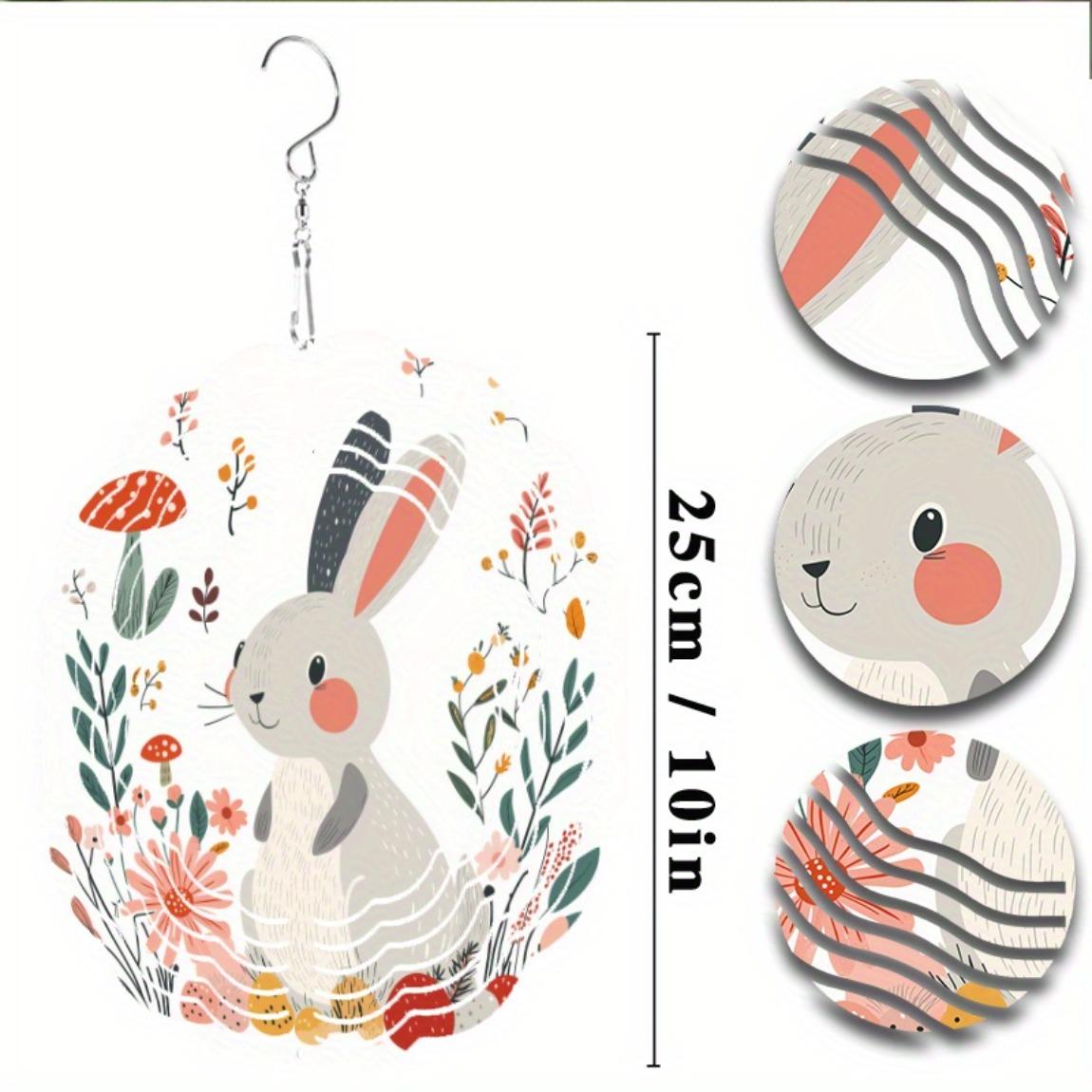 

Причудливый 10-дюймовый кролик-ветроуказатель, яркий цветочный и грибной дизайн, металлическое подвесное искусство для сада, балкона, сезонный декор, идеальный подарок 01A