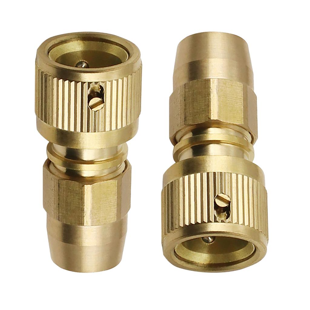 2pcs Brass Quick Connectors Water Hose Quick Connect Fittings for Expandable Garden Hose & Water Hose Repair Adaptor
