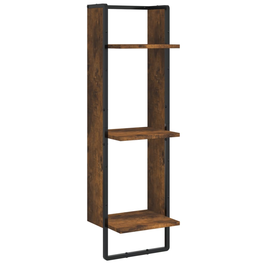 Wall Shelf 3 Tier Smoked Oak Finish 30 x 25 x 100 cm Particleboard