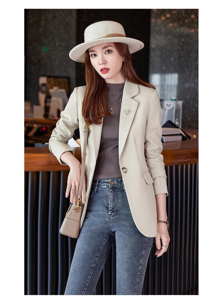Premium Autumn/Winter Women's Elegant Textured Blazer - Formal High-End Jacket