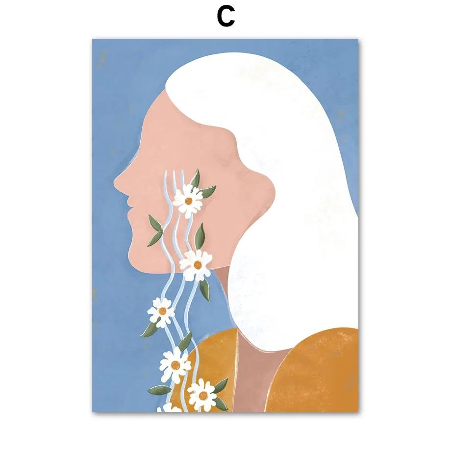 Scandinavian Style Boho Abstract Wall Art Prints, Abstract Poster, Coral Leaves Flower Gallery, Aesthetic Room Decor, Modern Fas