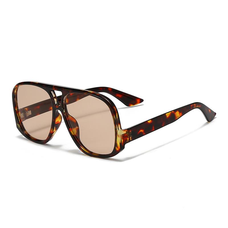 Retro Pilot Sunglasses: Unisex Double Beam Large Frame Street Style