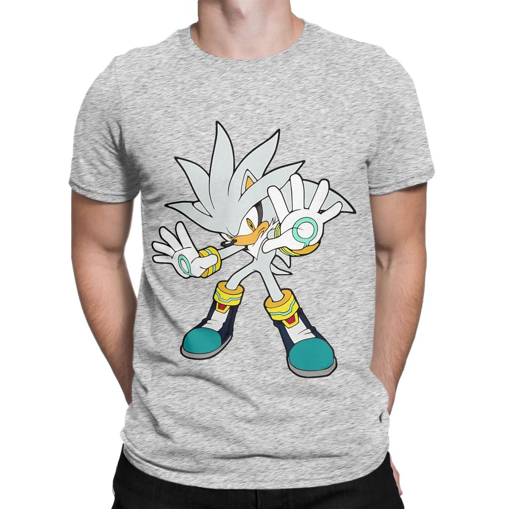 Silver sSonic the Hedgehog Novelty 100 Cotton TShirt sSonic the Hedgehog Tees Tops For Unisex