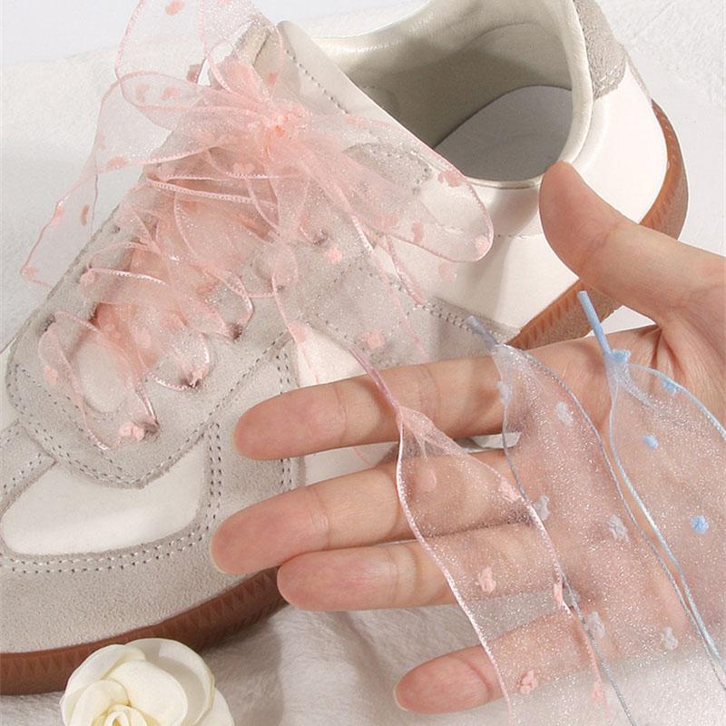 1 Paar 2,5 cm breite Schnürsenkel Transparentes Tüllband Schnürsenkel für Damen Mädchen Mode Ersatz-Schnürsenkel für Freizeitschuhe