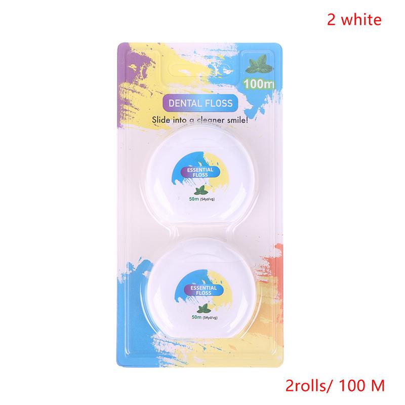 2Roll Portable 50M Dental Flosser Oral Care Essential Floss Toothpicks Dentistry Floss With Case Dental Hygiene Teeth Clean Tool