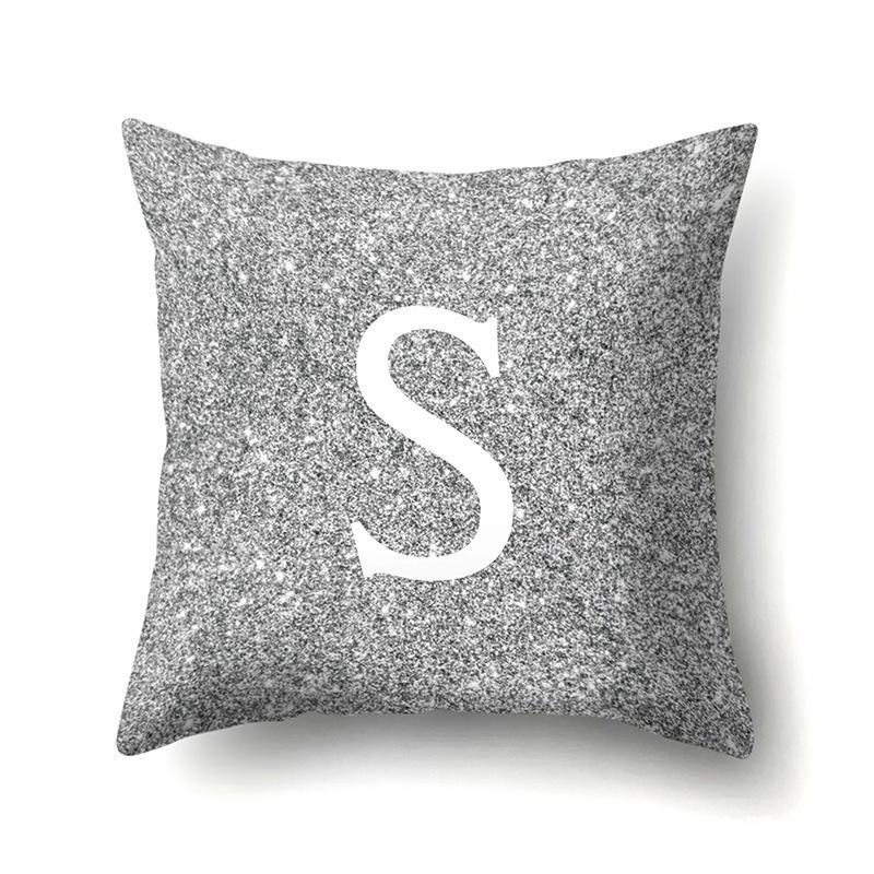 Polyester Pillowcase Home Decoration Gray Bottom Pillowcase 26 English Letter Cushion Cover