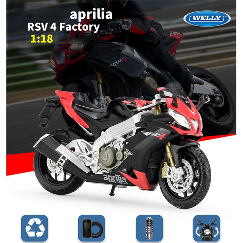Scară 1/18 Welly Aprilia RSV 4 Fabrică Model de motociclete din aliaj Modele de vehicule de jucărie din metal Model de motocicletă Colectie de simulare înaltă Cadouri pentru copii