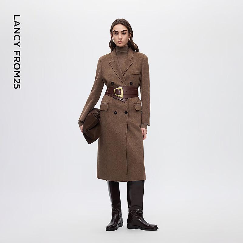 LANGZI Women's Cashmere Double-Faced Suit Collar Coat